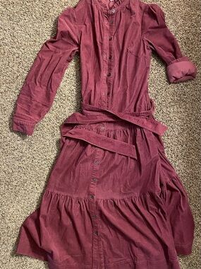 Boden Cecily Button-Front Midi Dress with Waist Tie